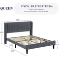 Wooden Bed Frame with Upholstered Headboard