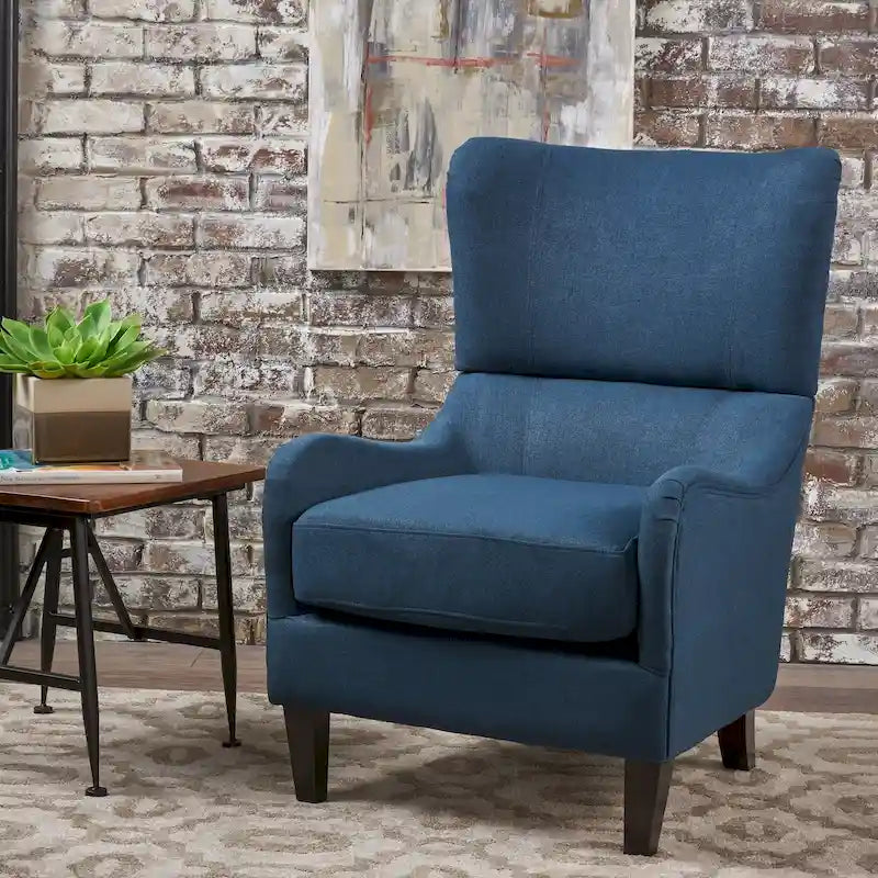 Contemporary Wingback Fabric Club Chair