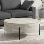 Modern Industrial Round Drum Coffee Table - 38d x 38 w x 14h
