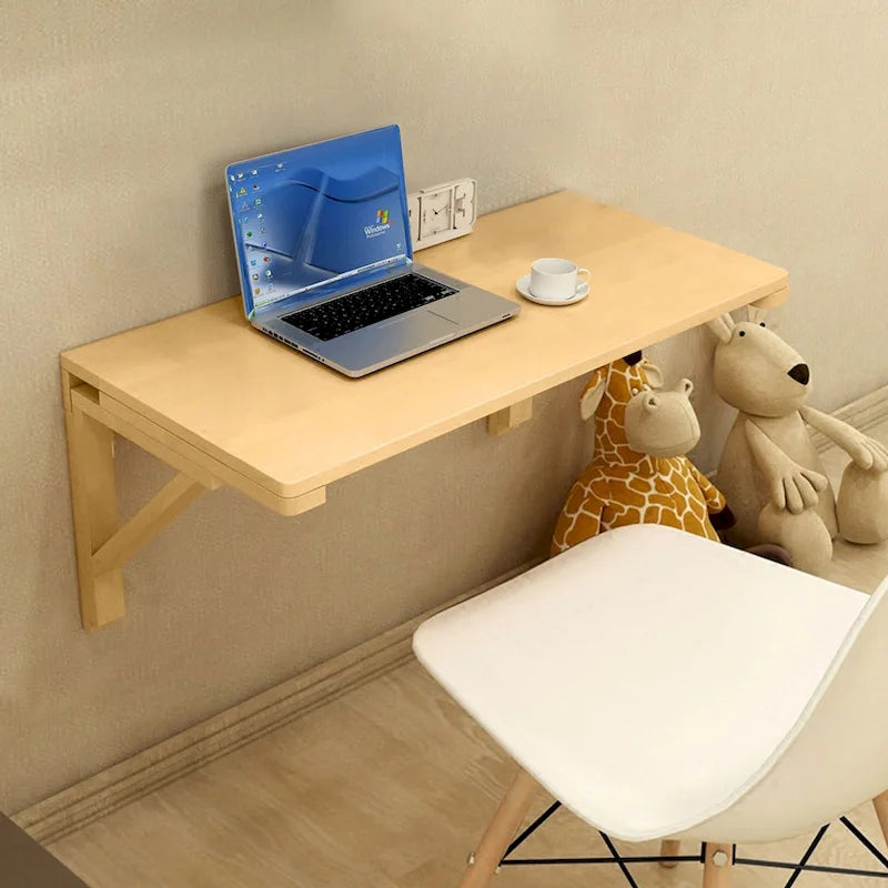 Multifunctional Wall Mounted Folding Desk Wooden Table Shelf & Workbench