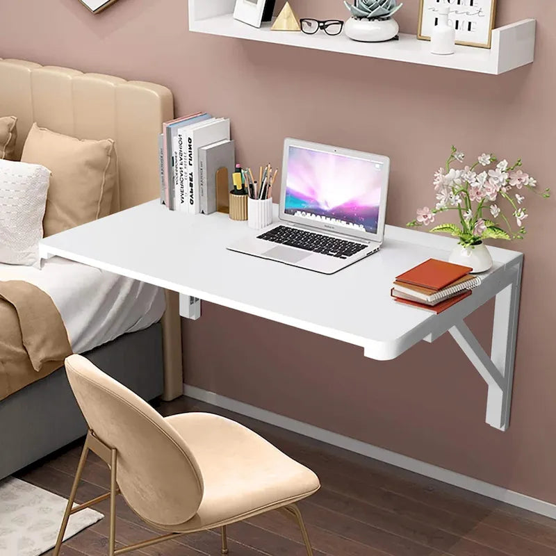 Multifunctional Wall Mounted Folding Desk Wooden Table Shelf & Workbench