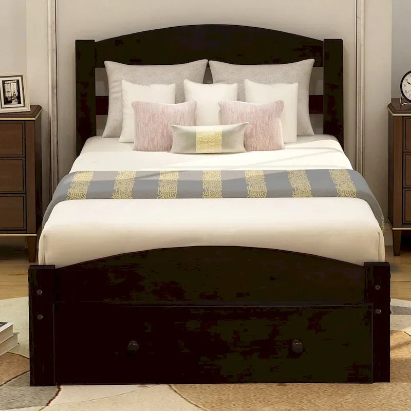 Platform Twin Bed Frame with Storage Drawer