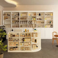 70.9 White Curved Front Desk with Shelving and Storage Reception Desk