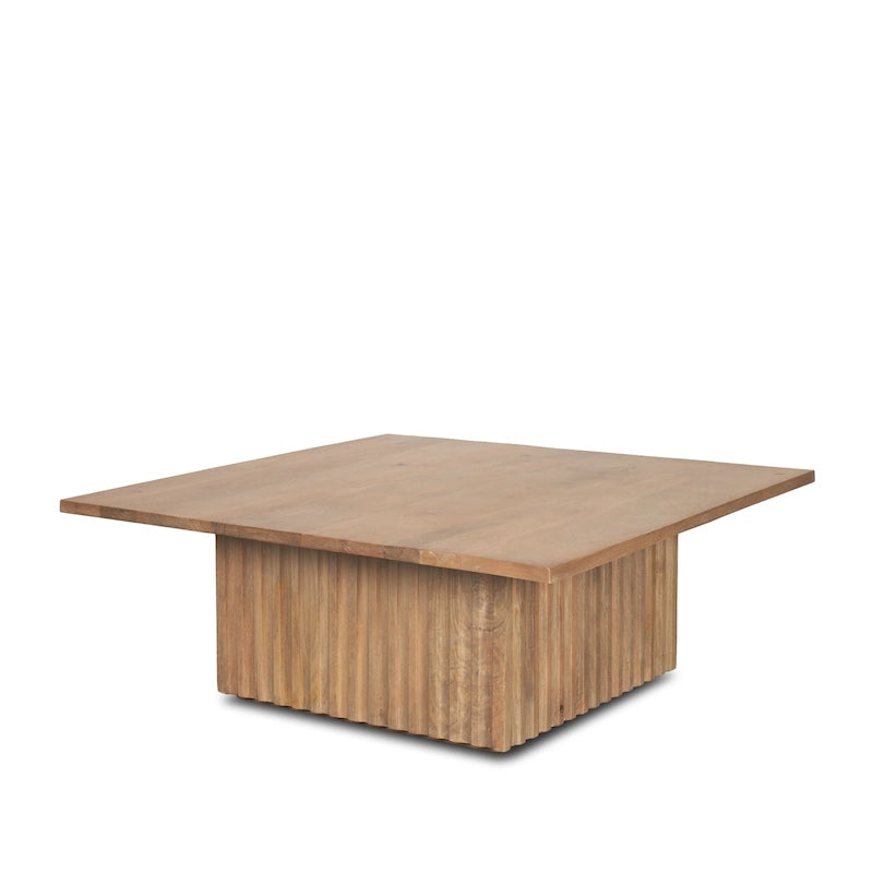 Light Brown Wood w/ Fluting Square Coffee Table