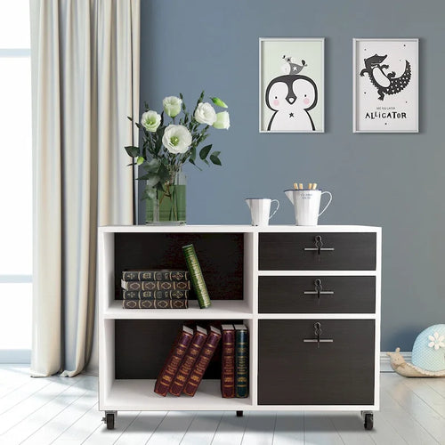 3 Drawers Mobile Filing Cabinet, Wood Lateral File Cabinet for Home Office