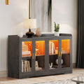 55 Sideboard Buffet Cabinet with LED Light, Storage Cabinet with Doors and Adjustable Shelves