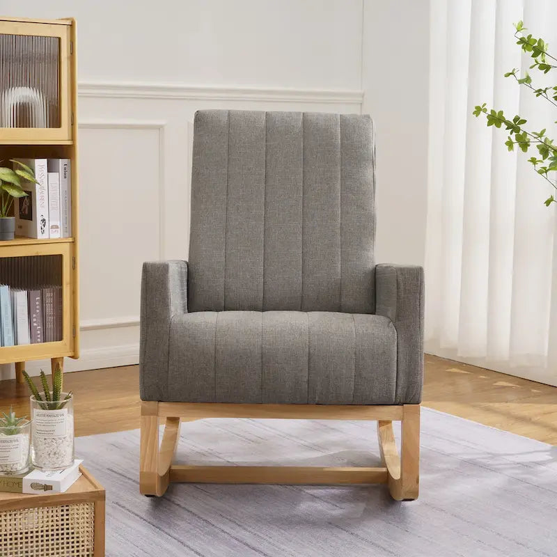 Adjustable Rocking Chair, Nursery Glider Chair with Adjustable High Back and Foot Rest